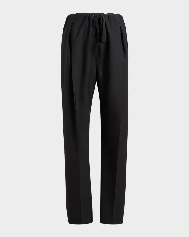 Trenton Pleated Straight-Leg Pull-On Pants